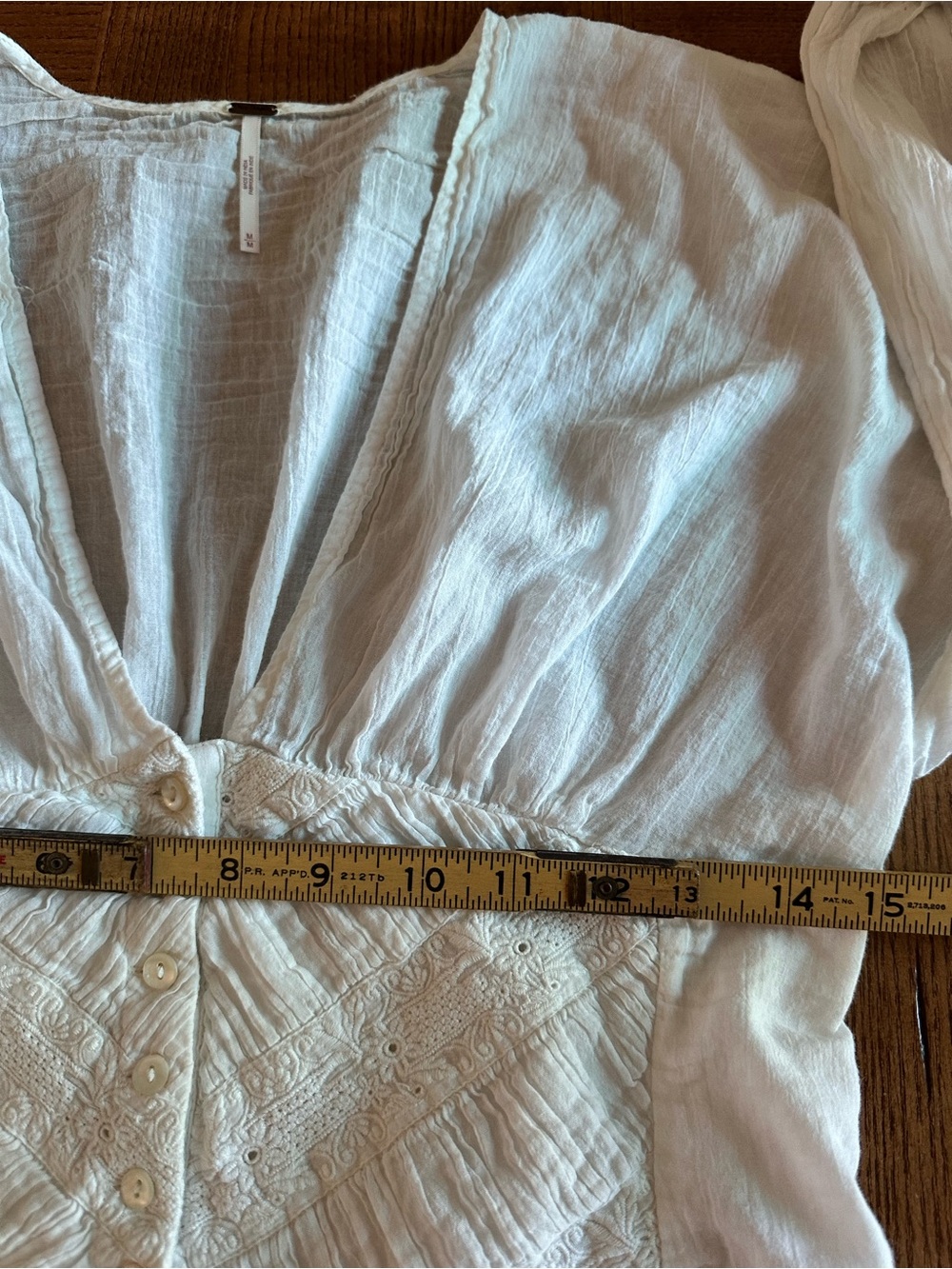 Free People White V-Neck Buttoned Peasant Blouse - Picture 8 of 10